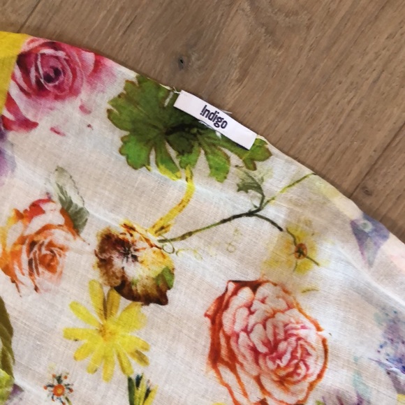Indigo Floral Summer Scarf - Picture 2 of 3